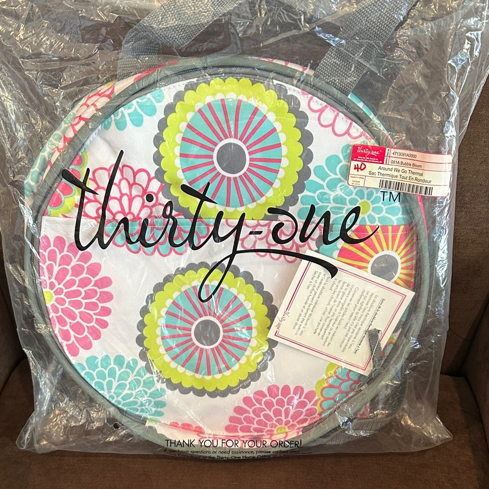 Thirty-One Around We Go Thermal for crockpot travel Bubble Bloom Print NIP